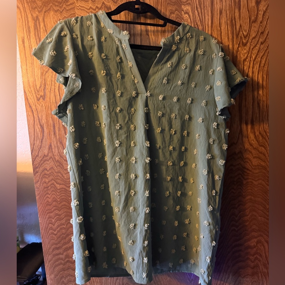 Chic Olive Embroidered Women's Blouse